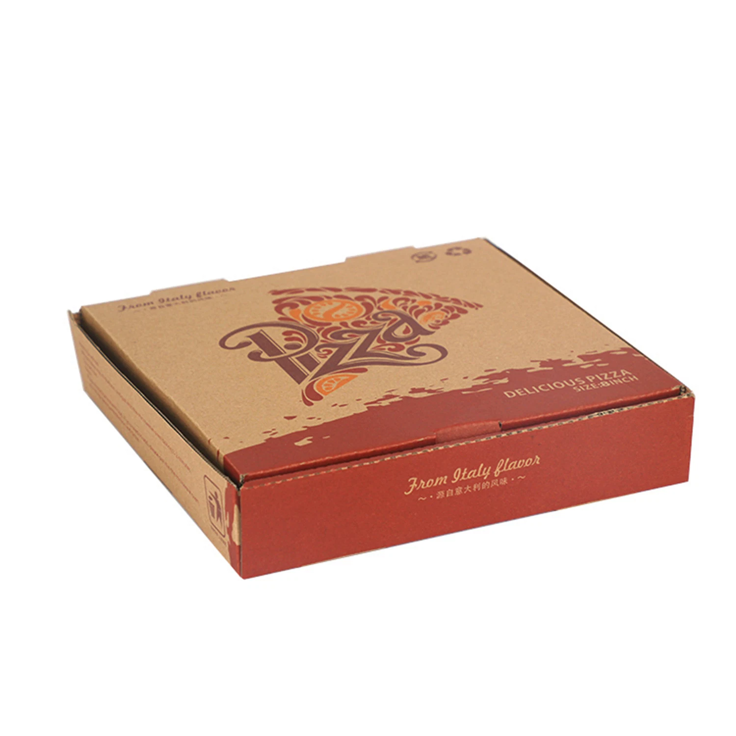 Custom Print 8 13 20 Inch Disposable Cardboard Yellow Pizza Delivery Paper Packaging Box