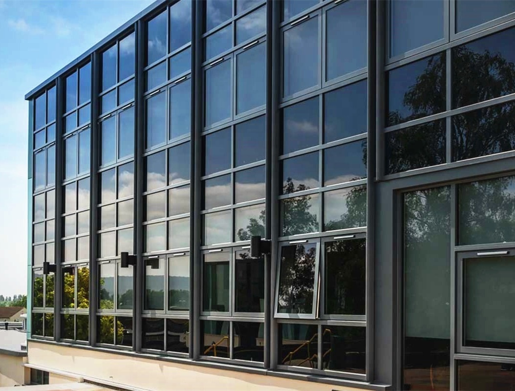 Unitized Glass Curtain Wall System Windproof Exterior Aluminium Frame Structural Double Tempered Insulating glass