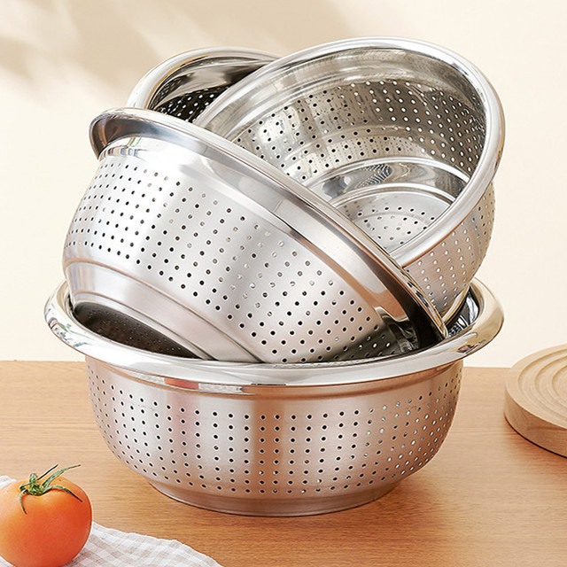 Factory Selling Kitchen Use Stainless Steel Punching Baskets Perforated Vegetable Fruit Basket