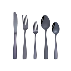 Amazon Hot Sale 20-Piece Black Knife Fork Spoon Silverware Set Stainless Steel Black Cutlery