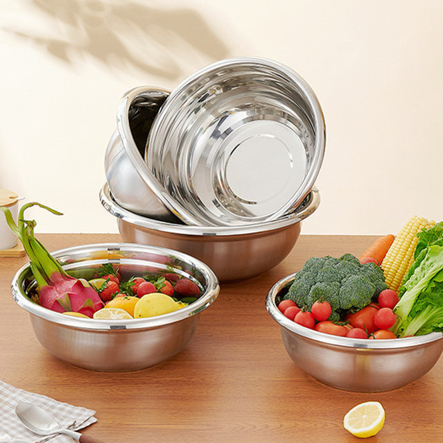 Hot Selling Big Bowl Set for Restaurant Metal Salad Bowl for Home Kitchen Stainless Steel Serving Bowls