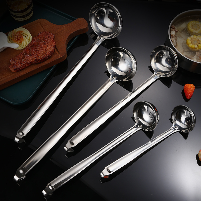 Kitchen Cooking Use Soup Porridge Ladle Long Handle Stainless Steel 201 Ladle with Hook