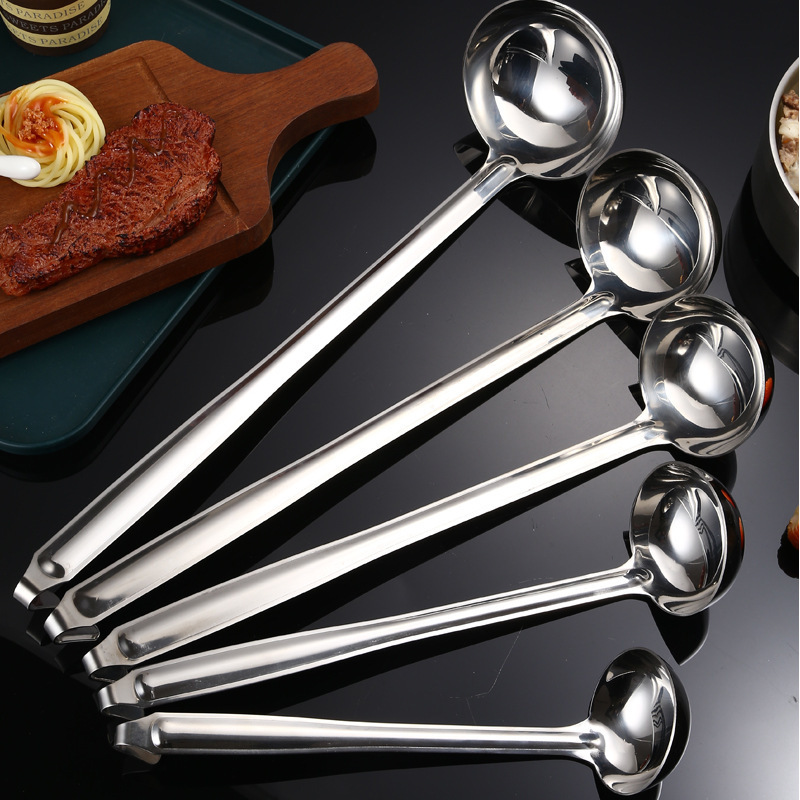 Kitchen Cooking Use Soup Porridge Ladle Long Handle Stainless Steel 201 Ladle with Hook