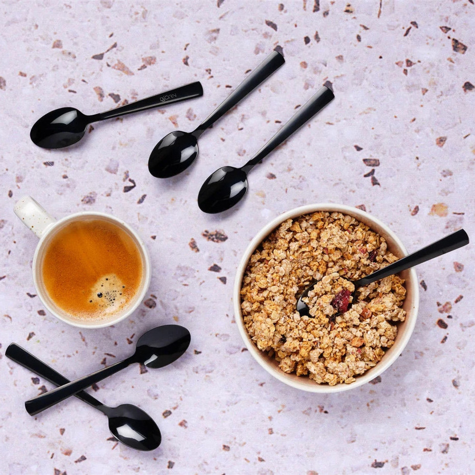 OEM ODM Acceptable Tea Coffee Spoon Set Black Plated 6-Pieces Stainless Steel Tea Spoons