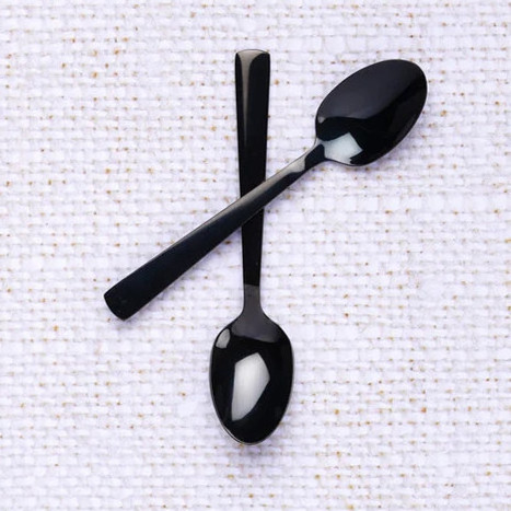 OEM ODM Acceptable Tea Coffee Spoon Set Black Plated 6-Pieces Stainless Steel Tea Spoons