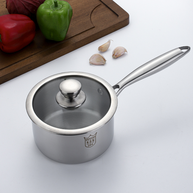 Amazon Supplier Kitchen Boiler Pots High Quality 304 Stainless Steel Milk Pot with Glass Lid