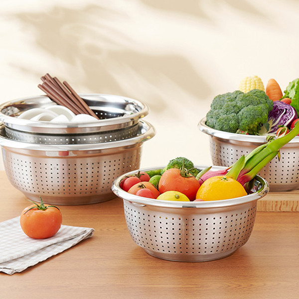 Factory Selling Kitchen Use Stainless Steel Punching Baskets Perforated Vegetable Fruit Basket