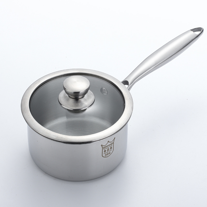 Amazon Supplier Kitchen Boiler Pots High Quality 304 Stainless Steel Milk Pot with Glass Lid