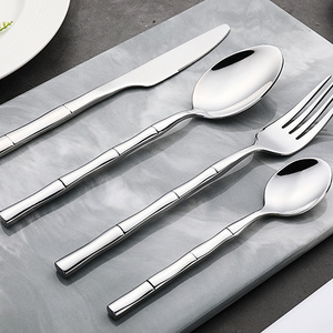 Unique Handle Stainless Steel Cutlery Elegant Stylish Flatware Hammered Spoon Fork And Knife Set