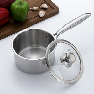 Amazon Supplier Kitchen Boiler Pots High Quality 304 Stainless Steel Milk Pot with Glass Lid