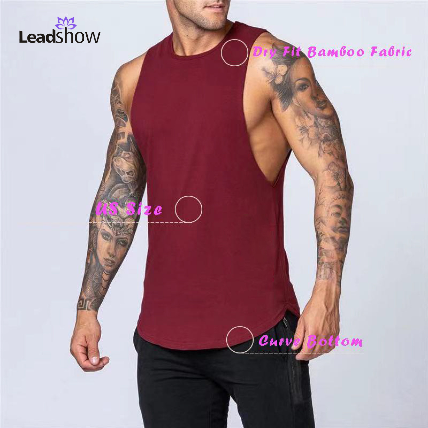 Custom Logo Black Tank Top Fitness Wear Men  eco friendly Bamboo  tee shirts Workout Clothing Plus Size Sport Gym Men's Vests