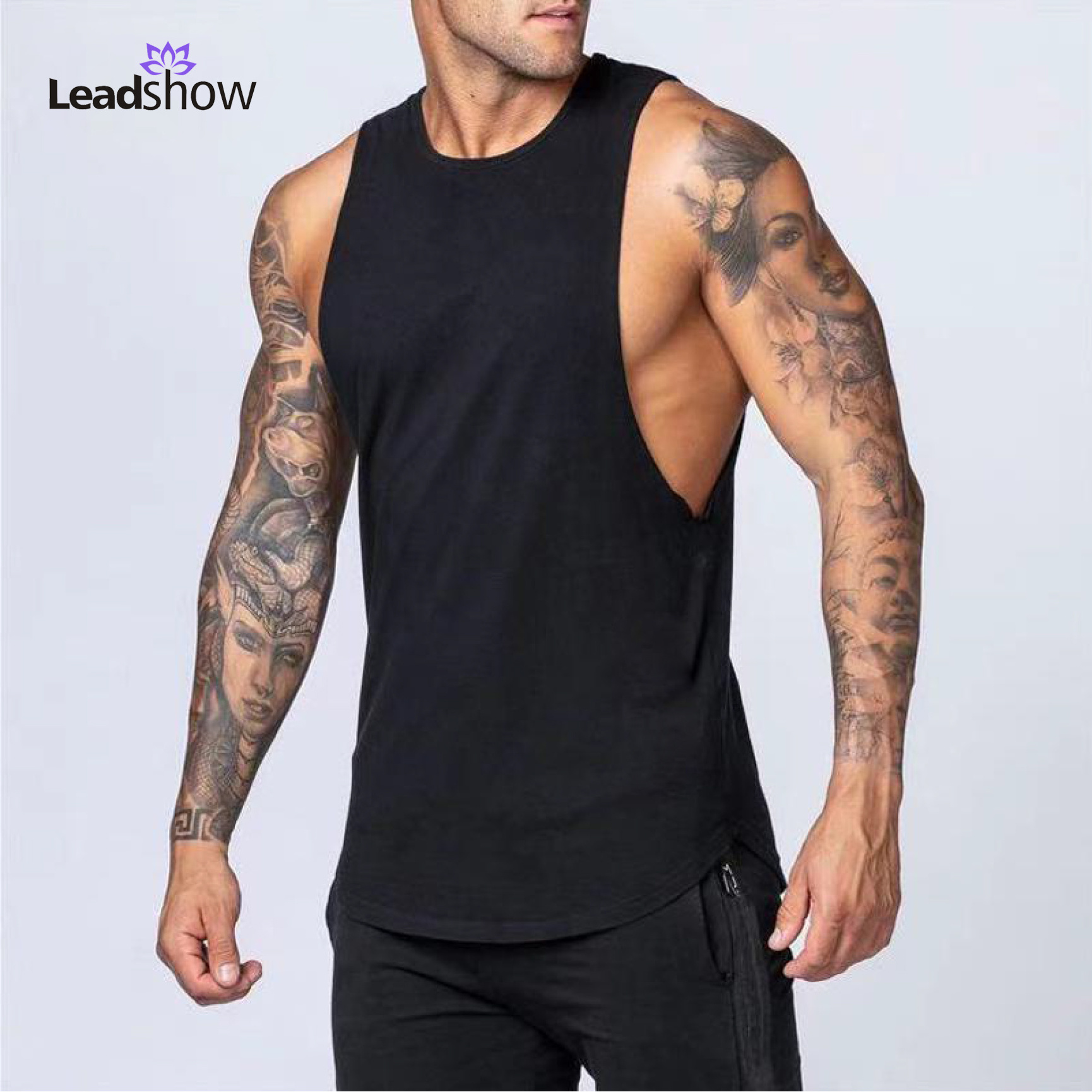 new design bamboo mens gym tank top fitness sport wear workout tank top quick dry men's vests shirt  activewear