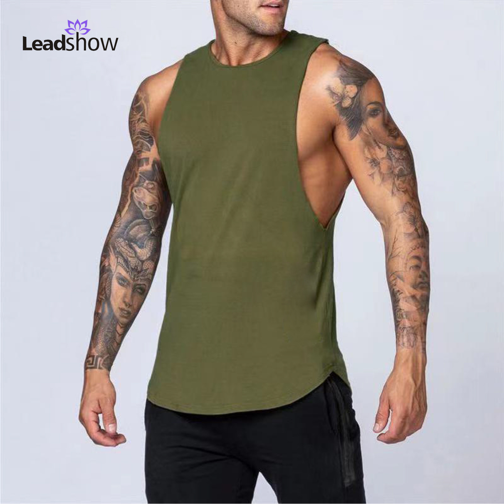 Custom Logo Black Tank Top Fitness Wear Men  eco friendly Bamboo  tee shirts Workout Clothing Plus Size Sport Gym Men's Vests