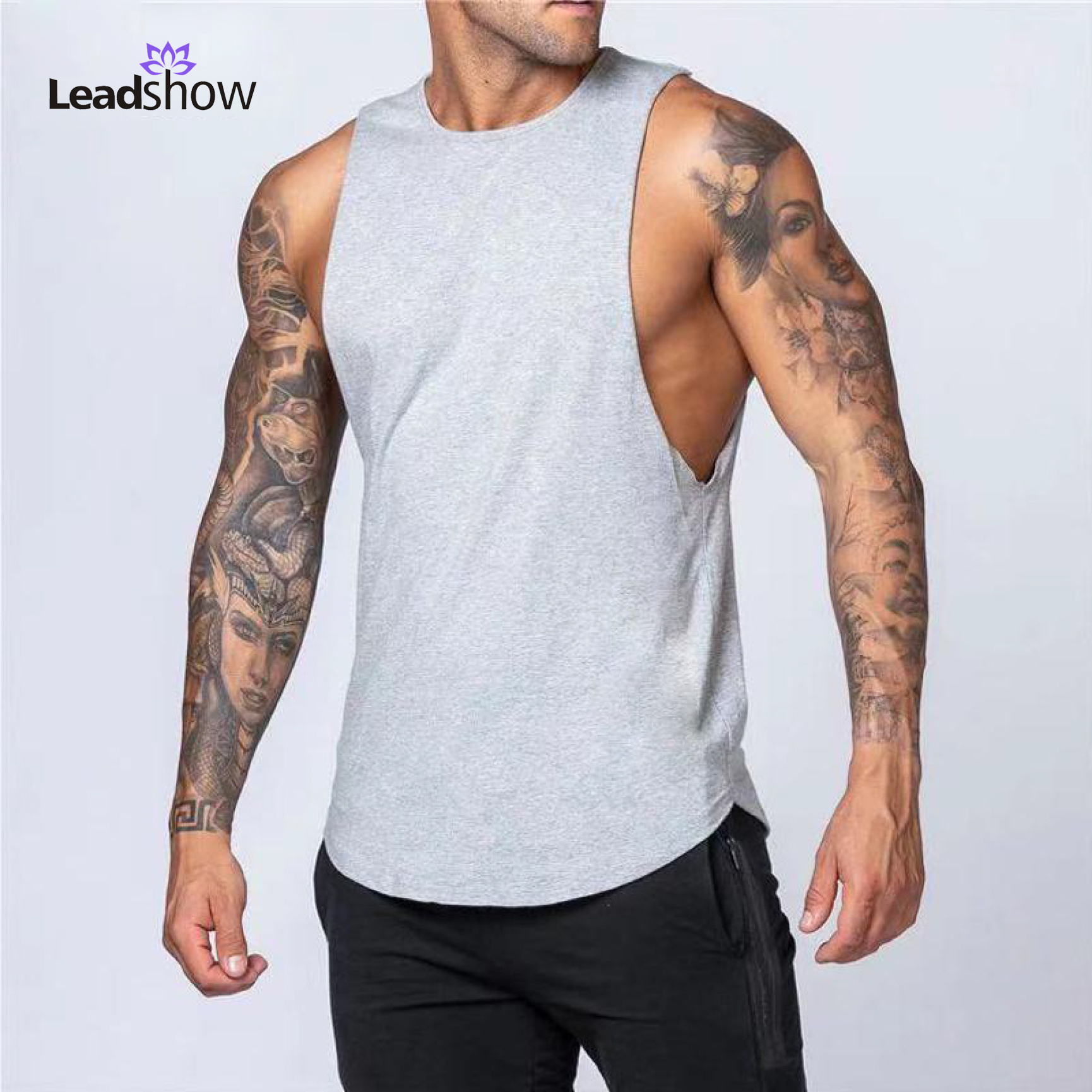 Custom Logo Black Tank Top Fitness Wear Men  eco friendly Bamboo  tee shirts Workout Clothing Plus Size Sport Gym Men's Vests