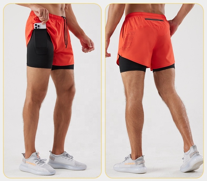 Blank High Quality Breathable Quick Dry Workout Sport Mens Athletic Wear Custom Gym Running Mesh 2 In 1 Shorts For Men