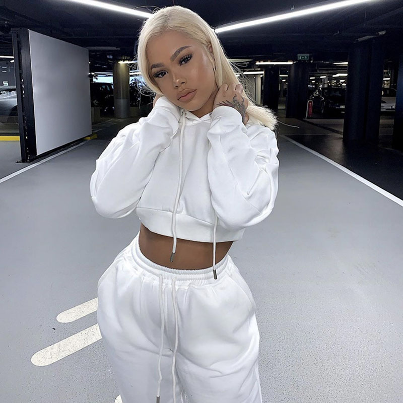 Fitness 2 piece Custom Athletic Plus Size Zip Up Women Sweatsuit Jogger Set Oversized Crop Top And Trousers Tracksuits For Women