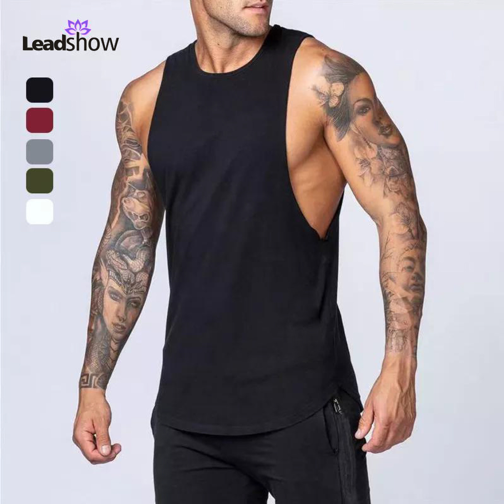 Custom Logo Black Tank Top Fitness Wear Men  eco friendly Bamboo  tee shirts Workout Clothing Plus Size Sport Gym Men's Vests