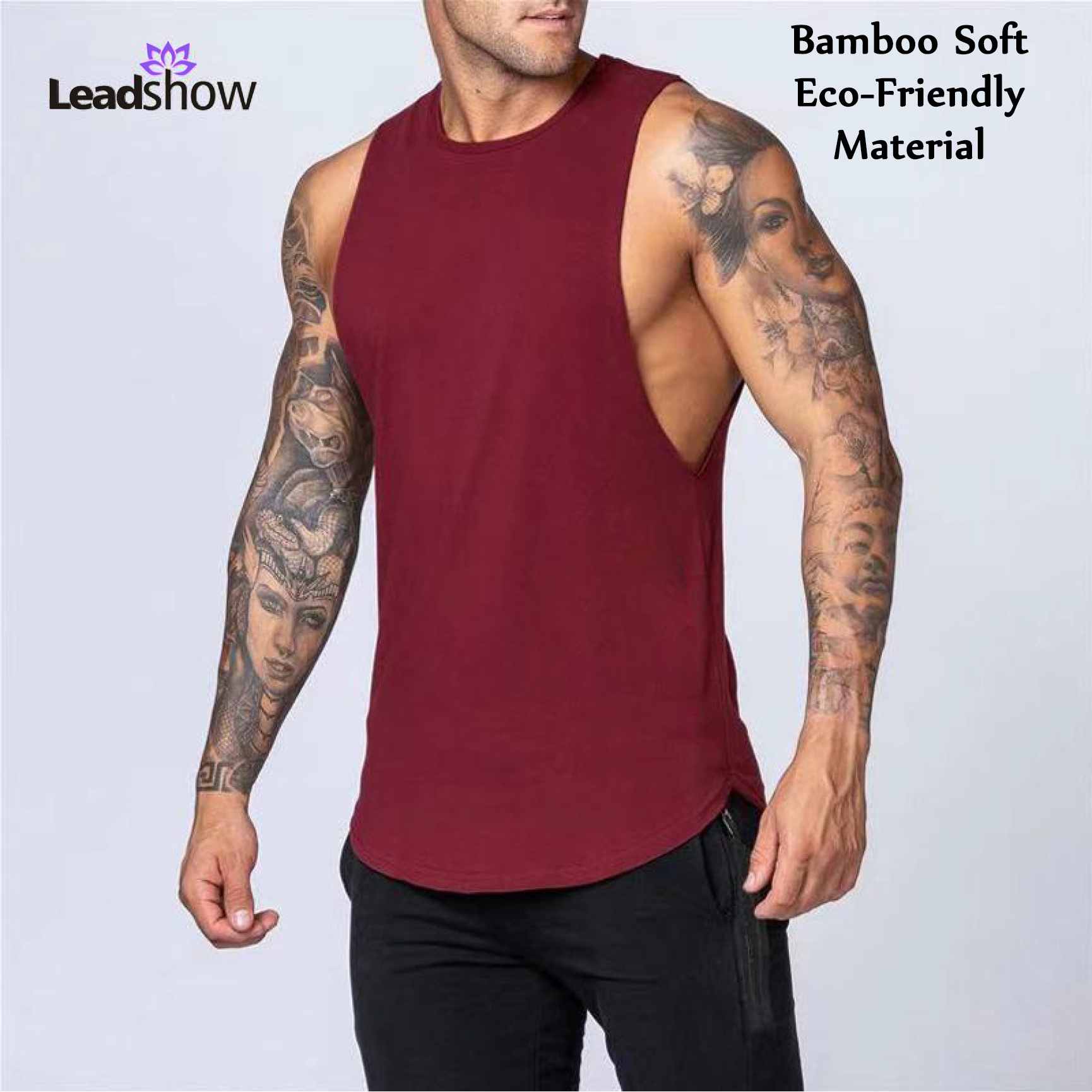 new design bamboo mens gym tank top fitness sport wear workout tank top quick dry men's vests shirt  activewear