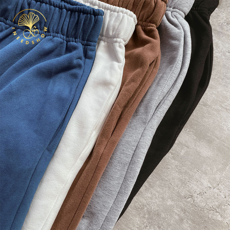 Wholesale Heavyweight Streetwear French Terry Fleece Wide Straight Leg Loose Sweatpants