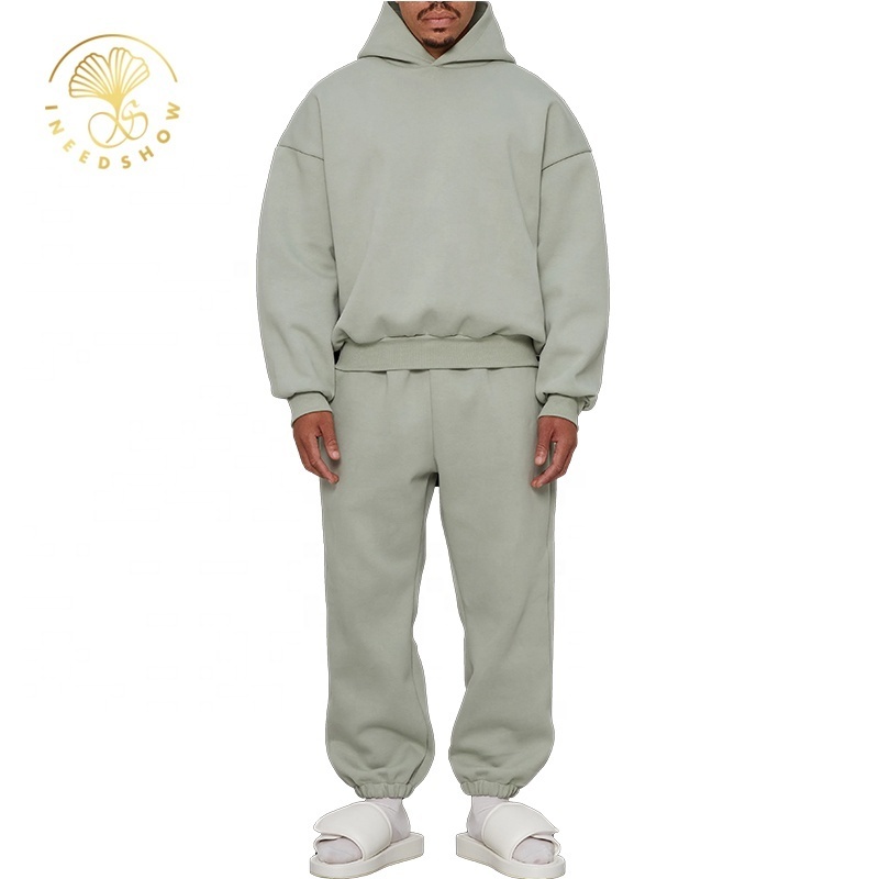 Custom Blank Plain Hip Hop Heavyweight Cotton Essential Boxy Hoodie 500gsm Clothing Sweatsuit Unisex Tracksuit For Men