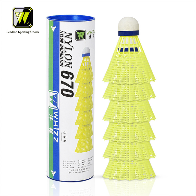 FAST SHIPPING 2024 New Arrival WHIZZ 6pcs super durable 5(g) stable flight white/yellow badminton nylon shuttlecock for racket