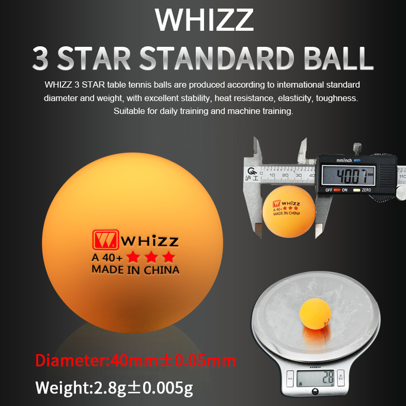 WHIZZ Professional quality 40 mm 3 Star ABS white or yellow table tennis ball