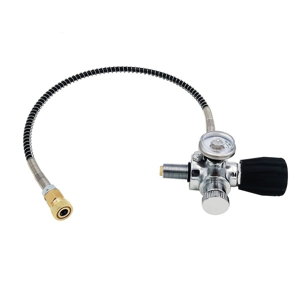 Paintball PCP Air HPA Tank Charging Valve Filling Station Refill Adapter with 400bar/6000psi Gauge 5/8-18UNF