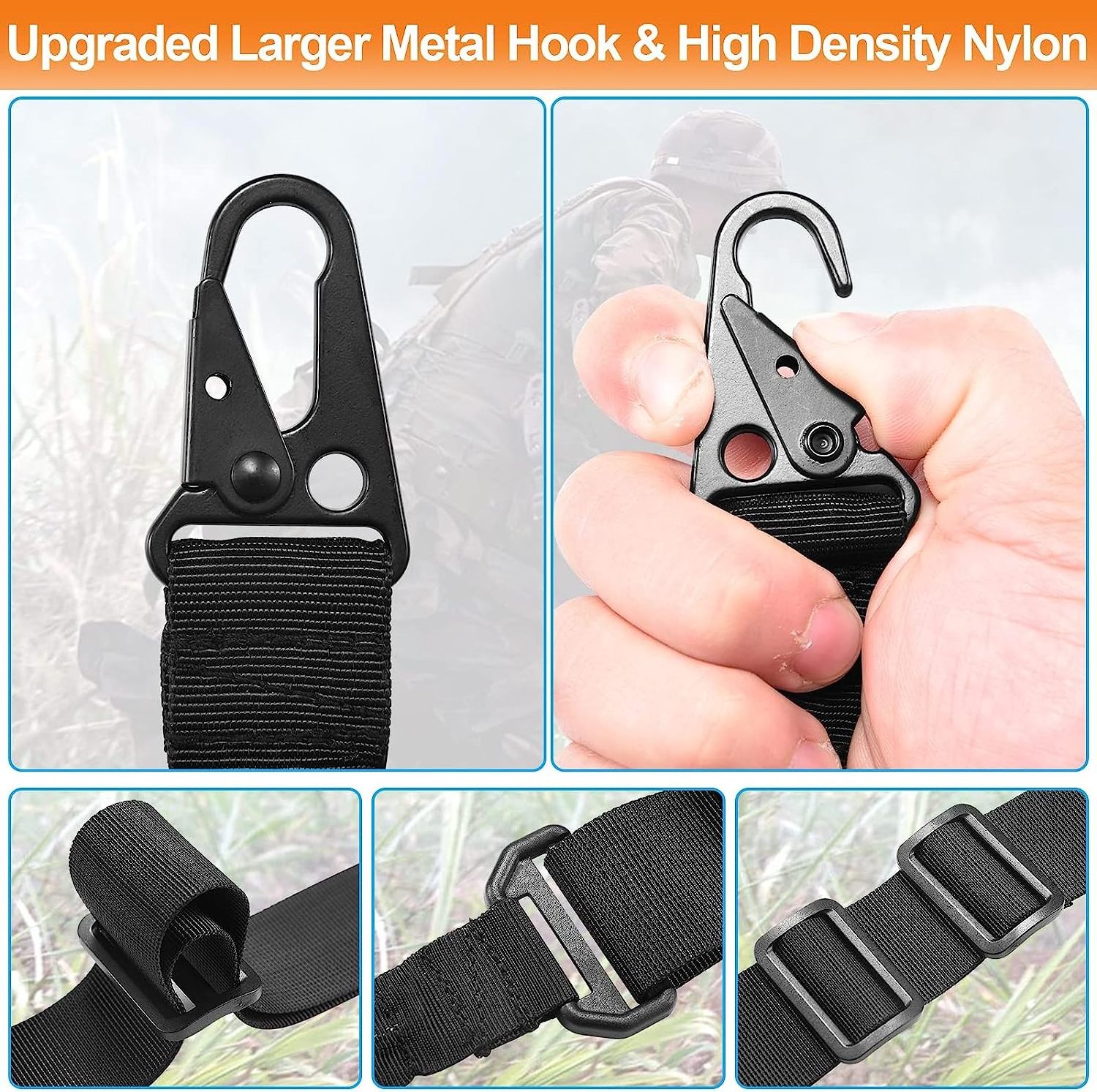 Two Point Traditional Sling with Mounts  Adjustable Extra Long Two Point  with 2 Pack 1.25 QD Sling Rail Swivel Mounts