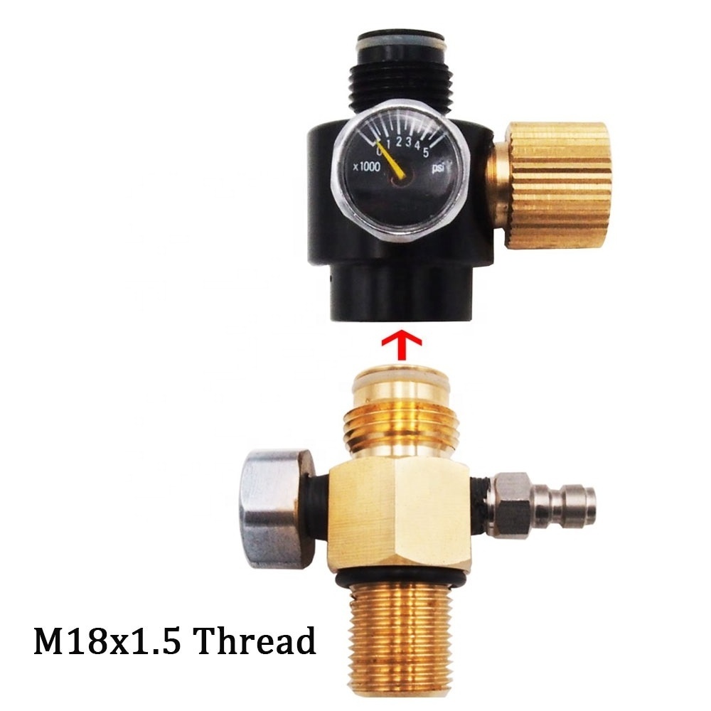 2800psi HPA Tank Pin Valve 300bar M18x1.5 Thread Paintball PCP Air Tank Cylinder Gas Pressure Regulator