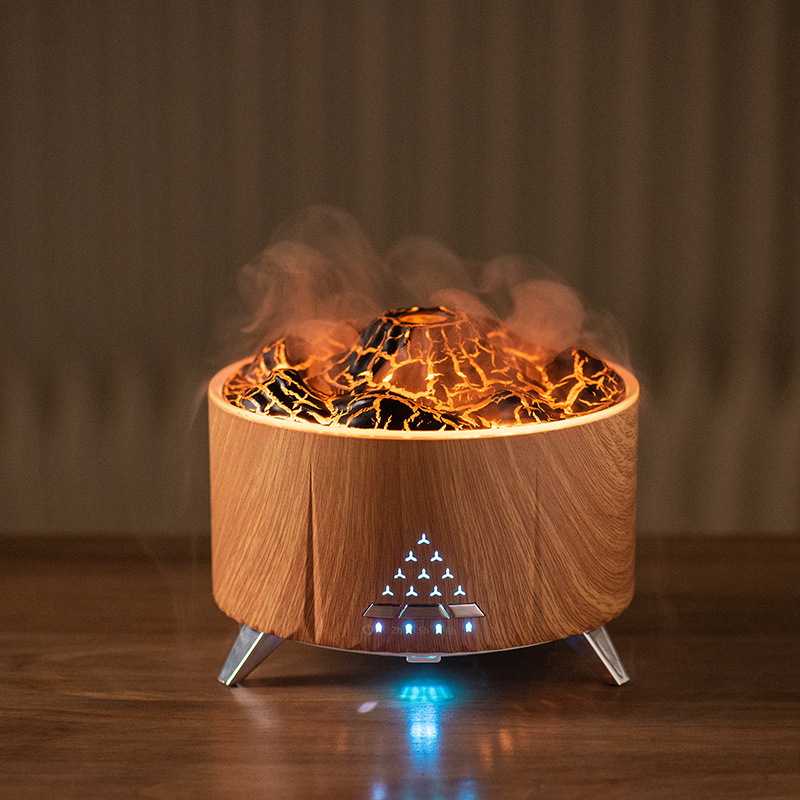 2023 Smart Home Aroma Essential Oil Scent Diffuser Winter Moisten Crack Mountain Flame Fire Fragrance Machine With Speaker