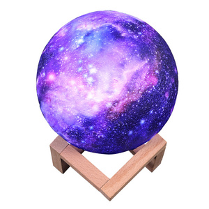 Moon Lamp Kids Night Light Galaxy Lamp 5.9 inch 16 Colors LED 3D Star Moon Light with Wood Stand Remote & Touch Control For Gift