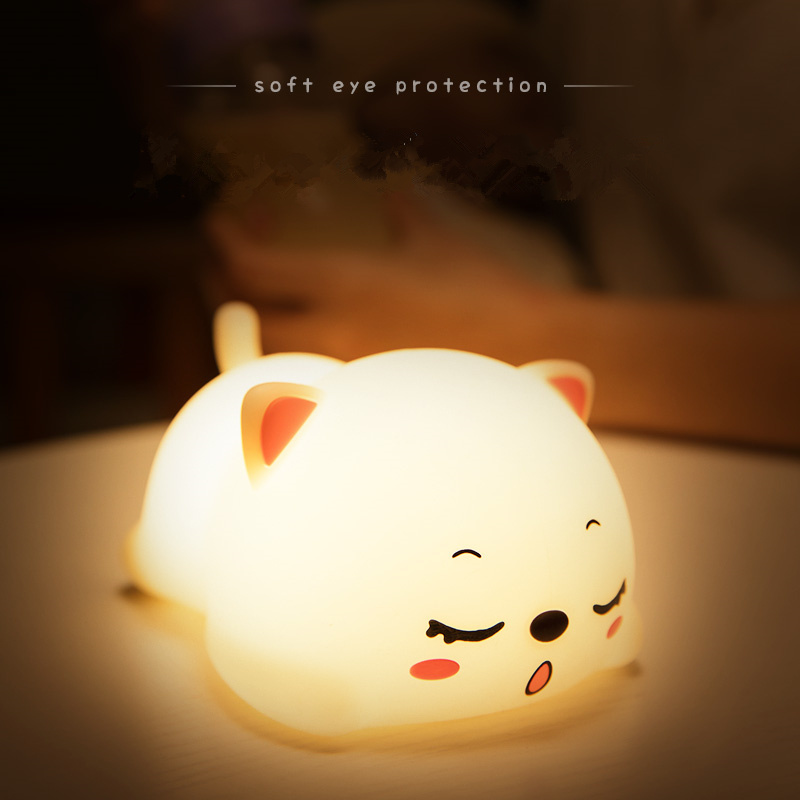 USB Rechargeable Touch Sensor Night Lights  Lamp Bedroom Bedside Lamp Creative Gifts Cute Cat Silicone Night Light For Kids Baby