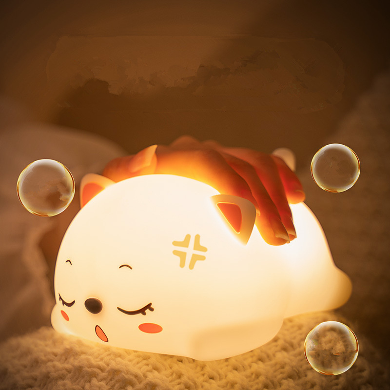 USB Rechargeable Touch Sensor Night Lights  Lamp Bedroom Bedside Lamp Creative Gifts Cute Cat Silicone Night Light For Kids Baby