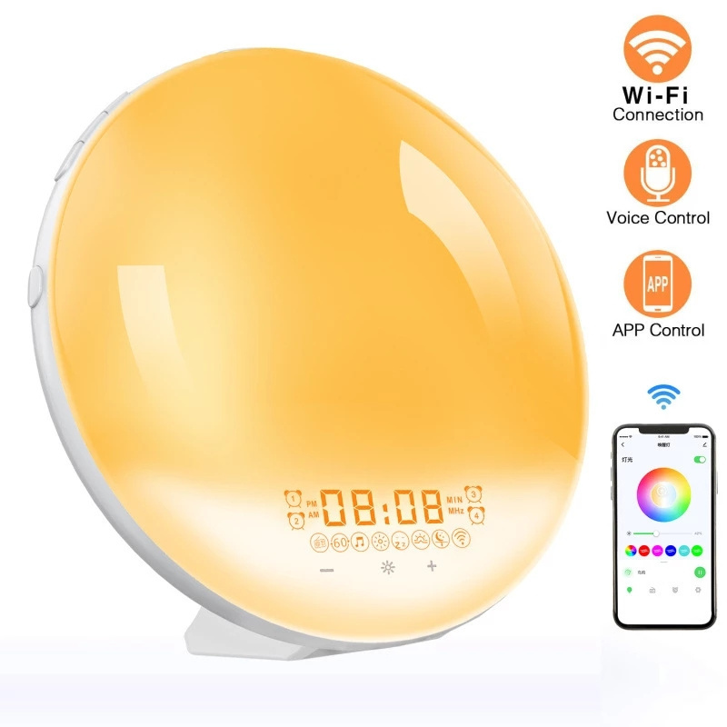 WIFI Sunrise Alarm Clock Wake Up Light With Alexa Google Home Smart Life Tuya App