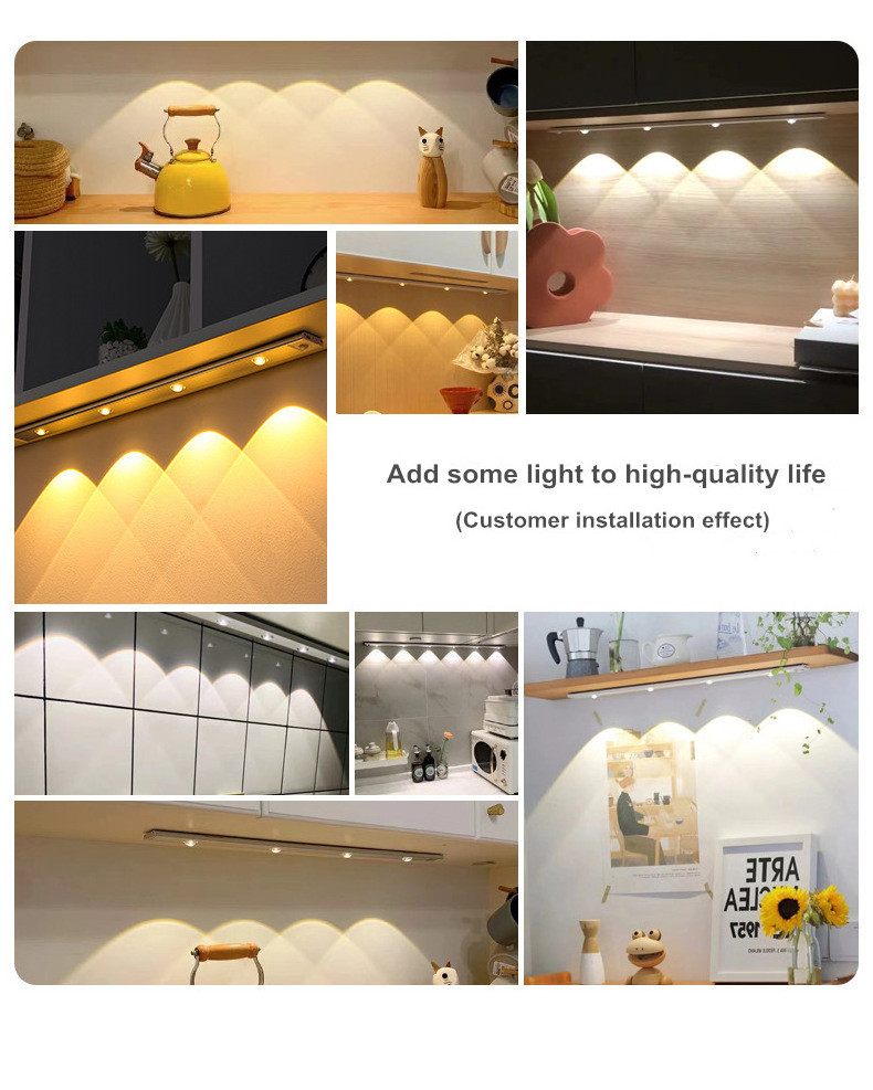 Ultra Slim Human Body Sense Lamp Dimming Led Under Cabinet Lights Indoor Battery Powered Motion Sensor Wireless Led closet Light