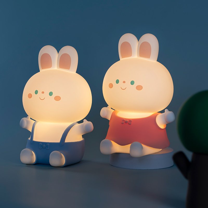 Girls Nursery Gifts Baby Sleeping Lamp Usb Rechargeable  Silicone Little Bunny Small Night Light Touch Sensor Kids Lamp