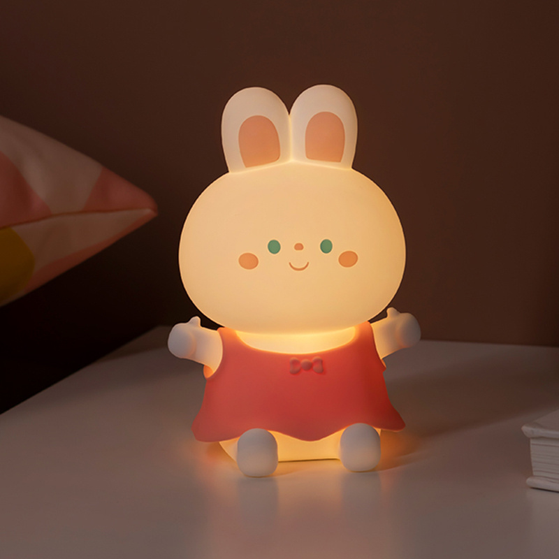 Girls Nursery Gifts Baby Sleeping Lamp Usb Rechargeable  Silicone Little Bunny Small Night Light Touch Sensor Kids Lamp