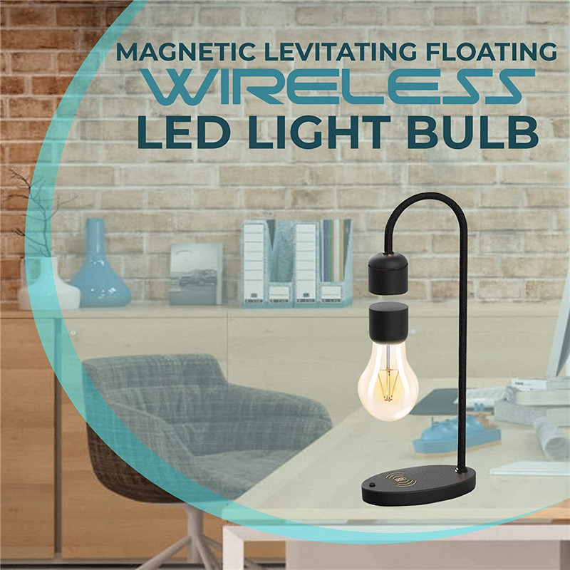 Magnetic Levitating Floating Wireless LED Light Bulb with Wireless Charger for Desk Lamp Home Room Office Decor Unique Gift