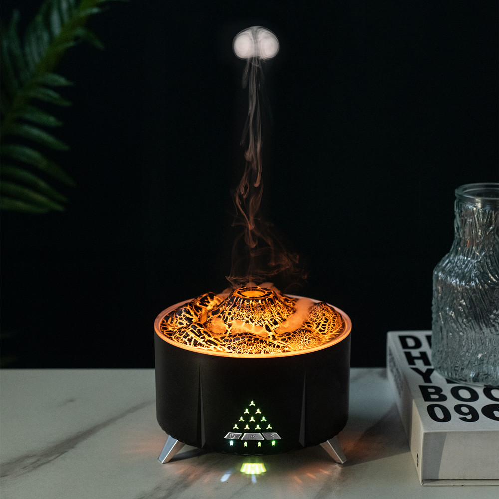 2023 Smart Home Aroma Essential Oil Scent Diffuser Winter Moisten Crack Mountain Flame Fire Fragrance Machine With Speaker