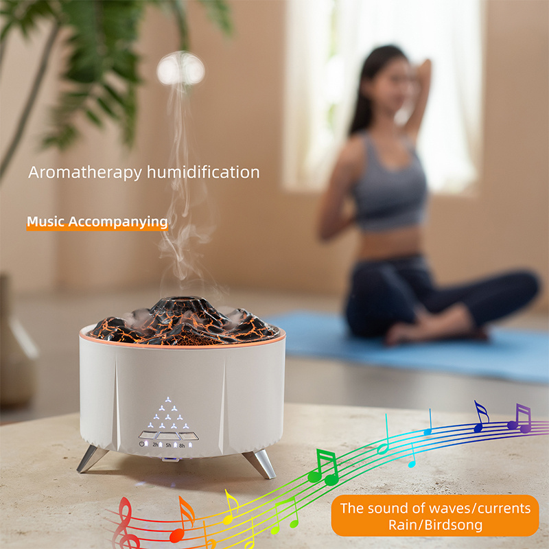 2023 Smart Home Aroma Essential Oil Scent Diffuser Winter Moisten Crack Mountain Flame Fire Fragrance Machine With Speaker