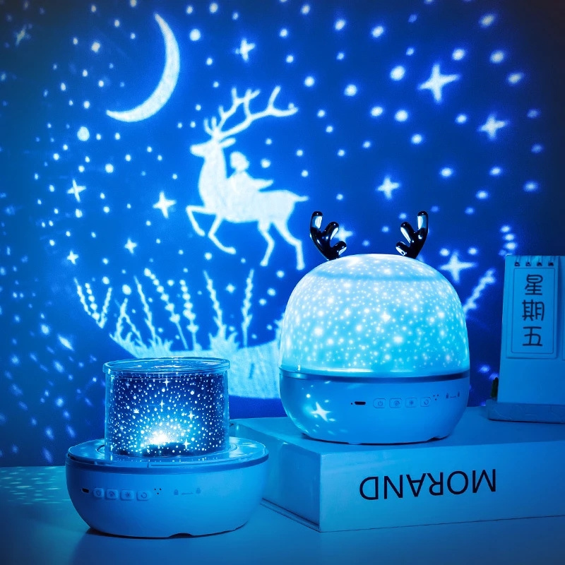 Night Light For Kids Dream 360 Degree Rotating Deer LED Projection Lamp 8 Projection Films for Kids Gifts Bedroom Home Decor