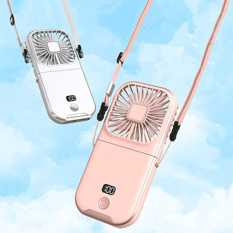 180 Degree  Folding 3000 mAh Power Bank Desktop Air Cooling Fan Mini Portable Outdoor Hand Fan Hanging Neck Fan