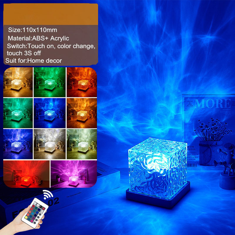 Influencer  RGB Remote Control Dynamic Rotary Water Wave Home Bedroom Living Room Decor Table Lamp