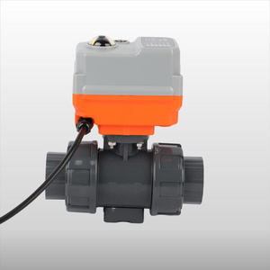 DN50 2 Way 3 Ways 12V Electric Water Upvc Actuator Ball Valve PVC Double Union Motorized Automatic Ball Valve