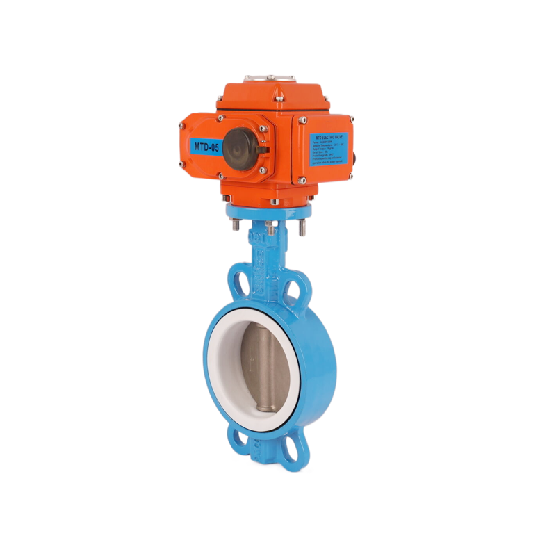 PTFE Seal Ductile Cast Iron RS485 Valve Electric Motorized Water Treatment Flow Operated Wafer Actuator Butterfly Valve