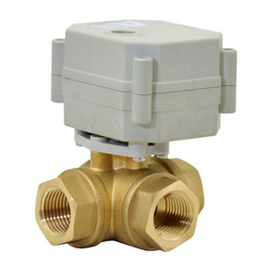 brass three-way valve, L- 3 way electric motorized control valve 24v 230v