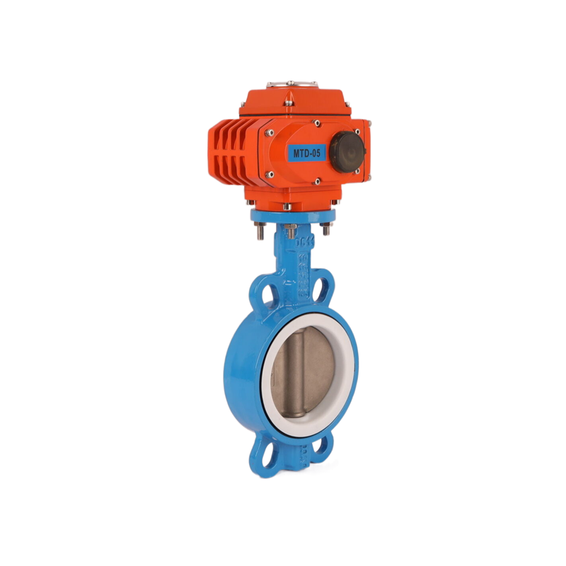 PTFE Seal Ductile Cast Iron RS485 Valve Electric Motorized Water Treatment Flow Operated Wafer Actuator Butterfly Valve