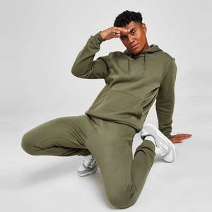 Overhead Fleece Tracksuit Olive Green Hot sale customized slim long sleeve mens jogger training suits wholesale fitness running