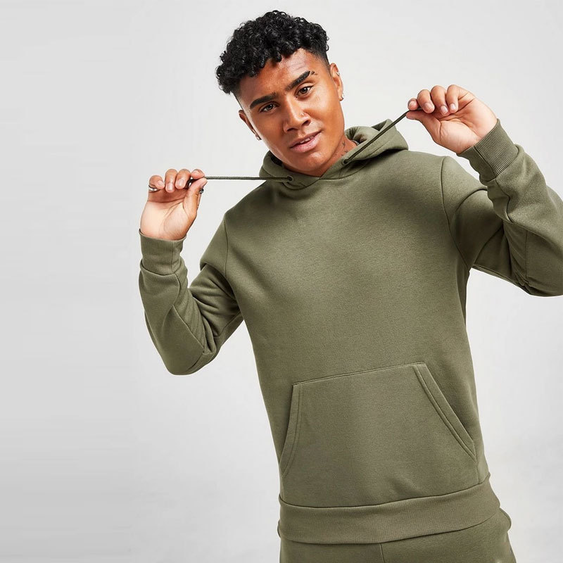 Overhead Fleece Tracksuit Olive Green Hot sale customized slim long sleeve mens jogger training suits wholesale fitness running