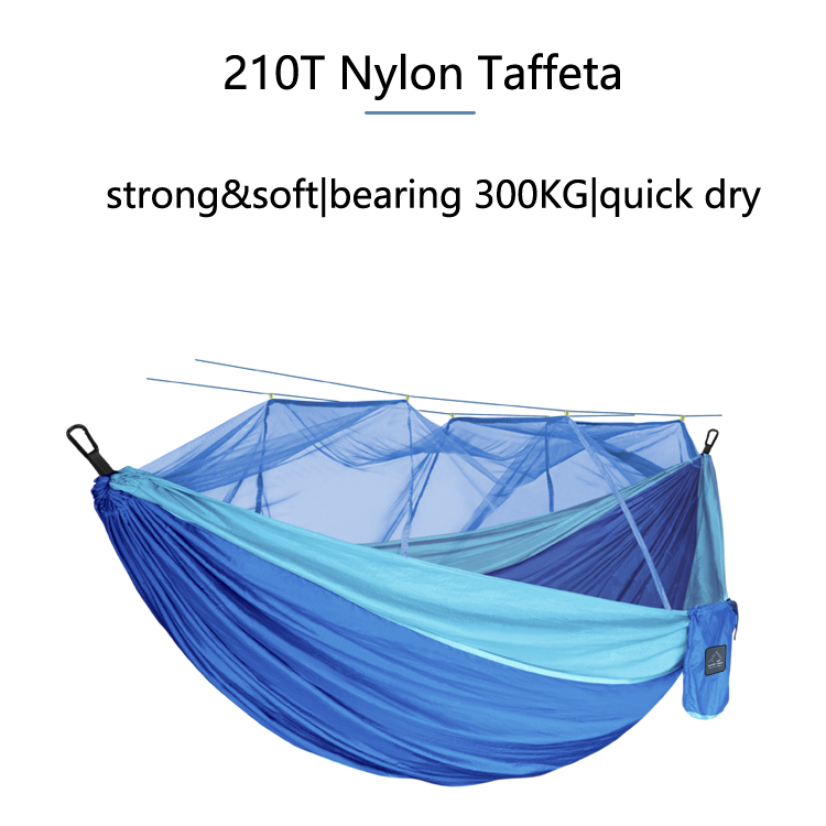 In stock Single Size 270*140cm 210T Nylon Folding Portable Travel Outdoor Camping Hammock with Mosquito Net